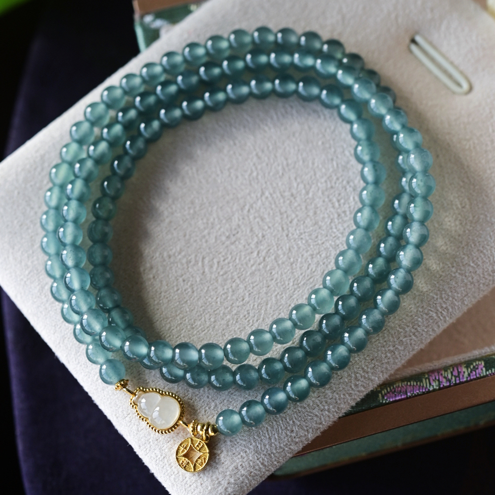 一斤钻戒 天然A货翡翠手链项链 冰蓝水毛衣链 18k金