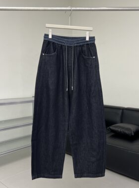 木高秋季新款美式复古水洗做旧牛仔裤男宽松直筒阔腿拖地长裤子潮