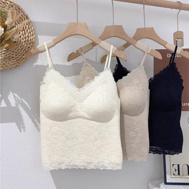 法式蕾丝吊带带胸垫女内搭磨毛无痕吊带美背背心外穿背心带胸垫女,女士内衣/男士内衣/家居服,保暖背心,淘宝优惠券,粉丝福利购,淘宝优惠卷