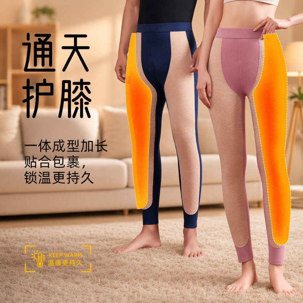 可外穿羊绒蚕丝保暖裤护膝打底裤男女秋冬收腹高弹内穿衬裤防寒