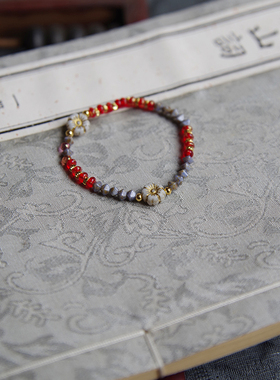 素锦年喜庆红中式手饰红火复古手链