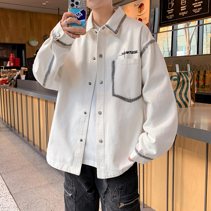 牛仔外套男生春秋季新款初高中学生衬衫夹克男装士青少年潮流上衣