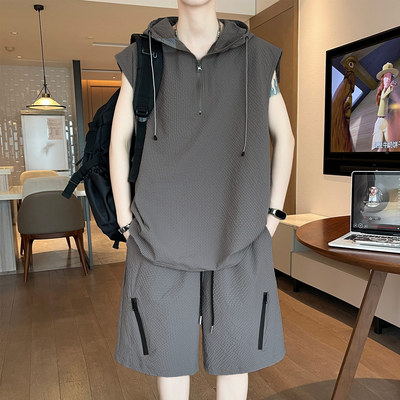 凉感透气青少年夏季背心T恤套装