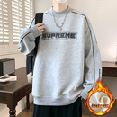 青少年大童上衣服 加绒卫衣男孩初中学生加厚保暖打底衫 秋冬季 新款