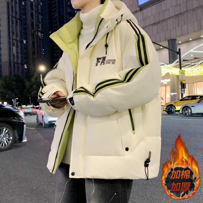 棉衣男款冬季保暖加厚连帽棉服外套青少年初高中学生大童防寒男装