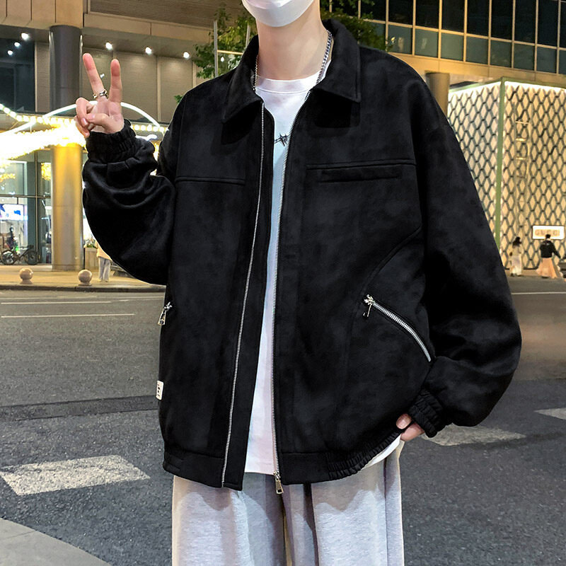 春秋季新款衬衫式夹克男生青少年大童初高中学生宽松外套男装潮牌