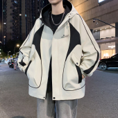 夹克男生青少年连帽休闲宽松外套潮流冲锋衣服男装 美式 新款 春秋季