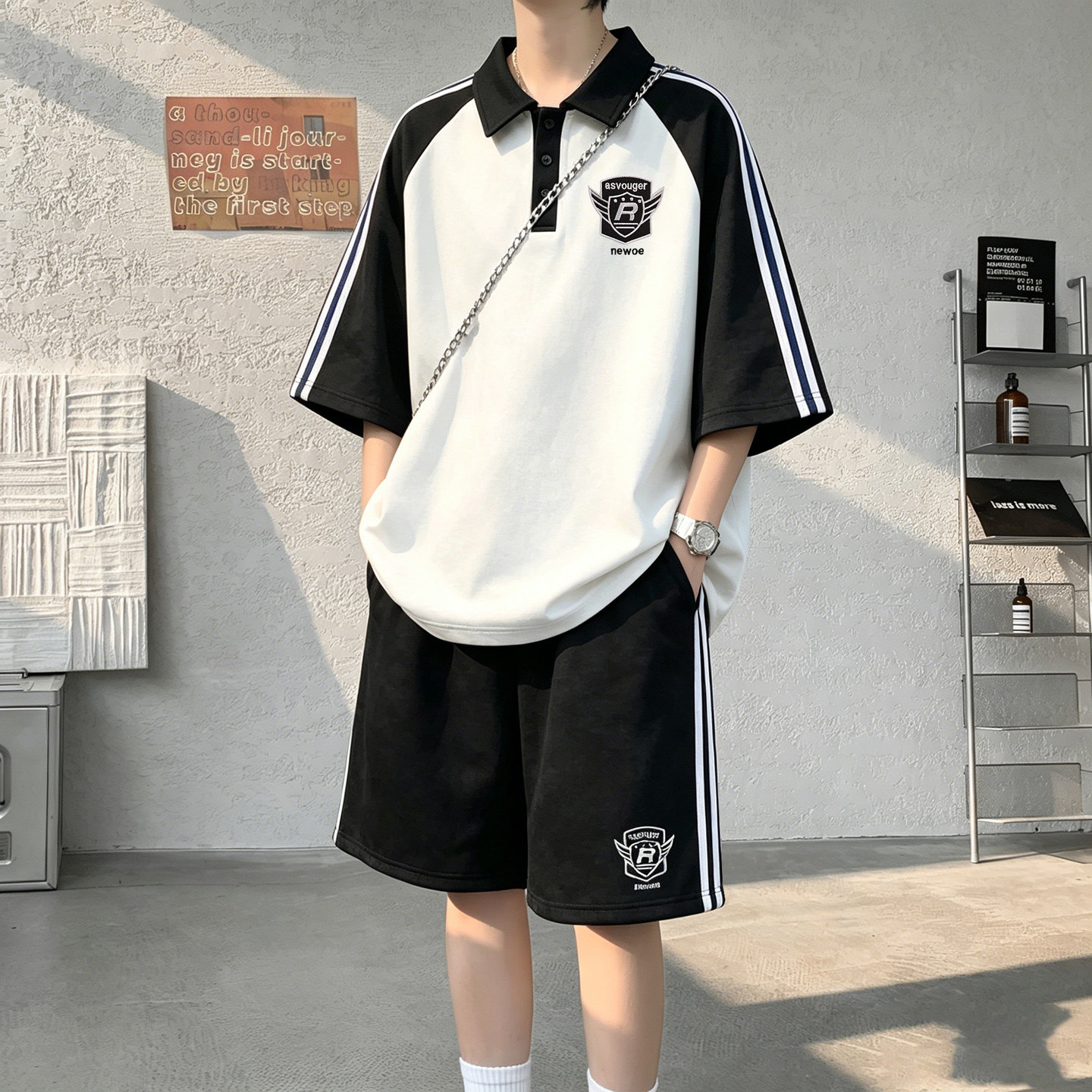 凉感透气青少年夏季短袖T恤套装