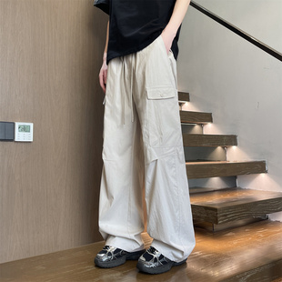 美式工装长裤子男孩春秋季新款初中学生青少年直筒宽松休闲裤男装