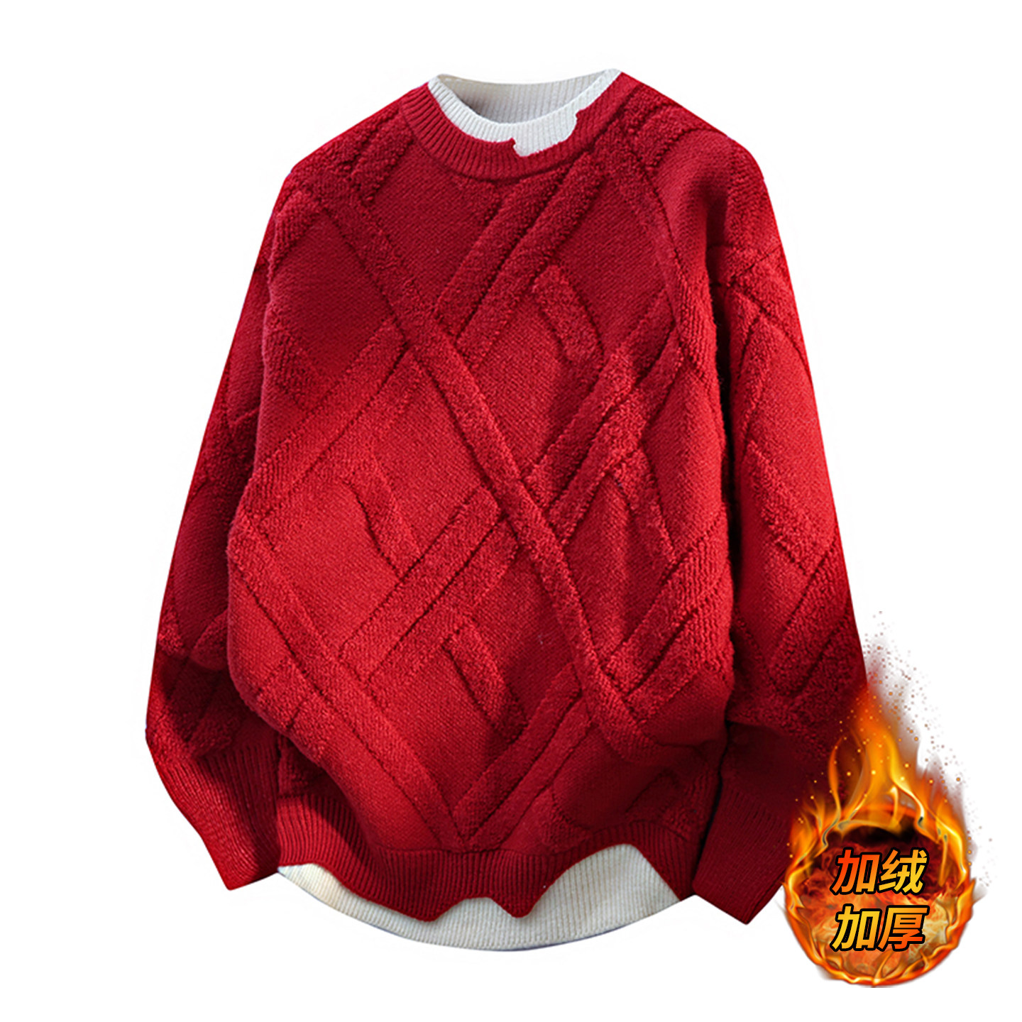 假两件毛衣男生青少年秋冬季新款中学生加绒加厚针织打底衫男装潮