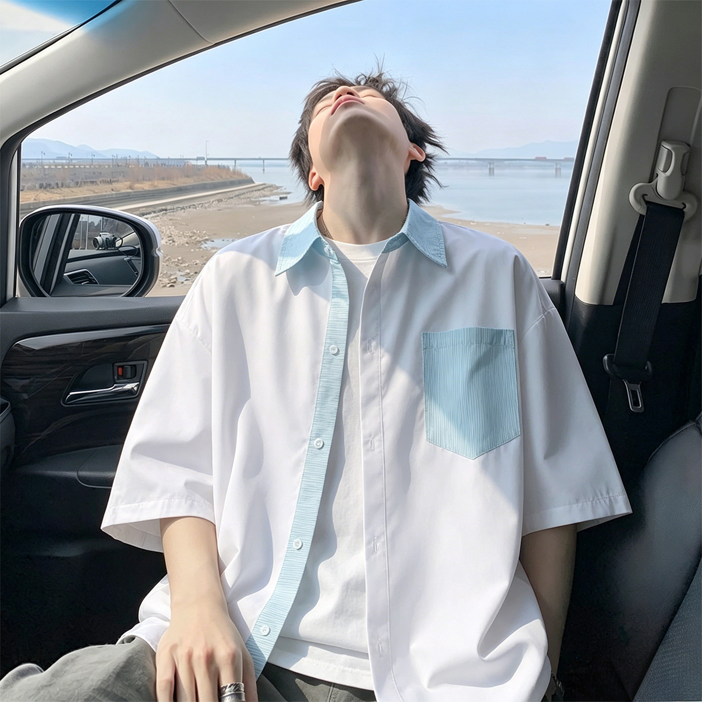 不起球不褪色凉感男装士短袖衬衫图片