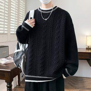 毛衣男孩秋冬季新款线衣初高中学生青少年加厚针织打底衫男装潮牌