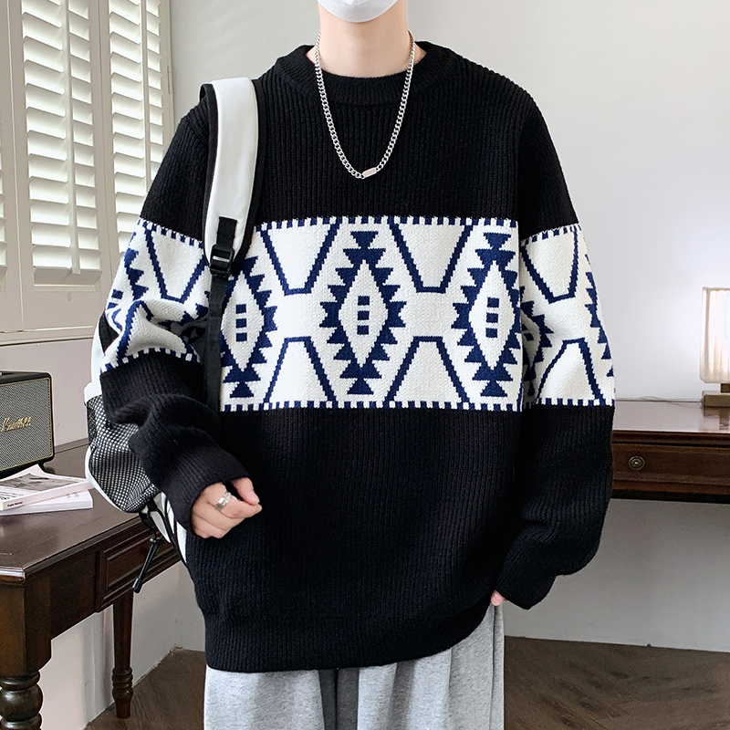 青少年秋冬季新款毛衣男孩初中生15岁加厚保暖大童男装打底针织衫