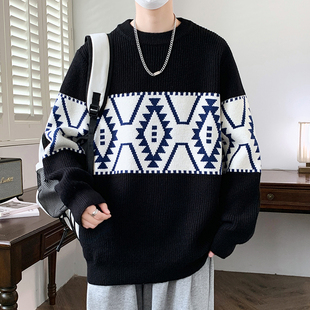 青少年秋冬季新款毛衣男孩初中生15岁加厚保暖大童男装打底针织衫