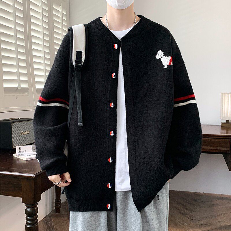 秋冬季新款开衫针织外套男生毛衣青少年学生休闲大童上衣服男装士