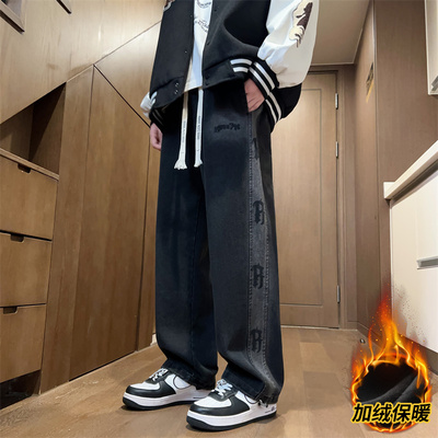 耐磨耐脏加绒裤子牛仔潮牌休闲裤
