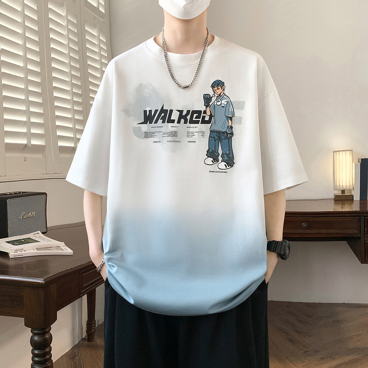 青少年短袖t恤男孩初中生学生夏装新款大童宽松打底衫上衣服潮牌