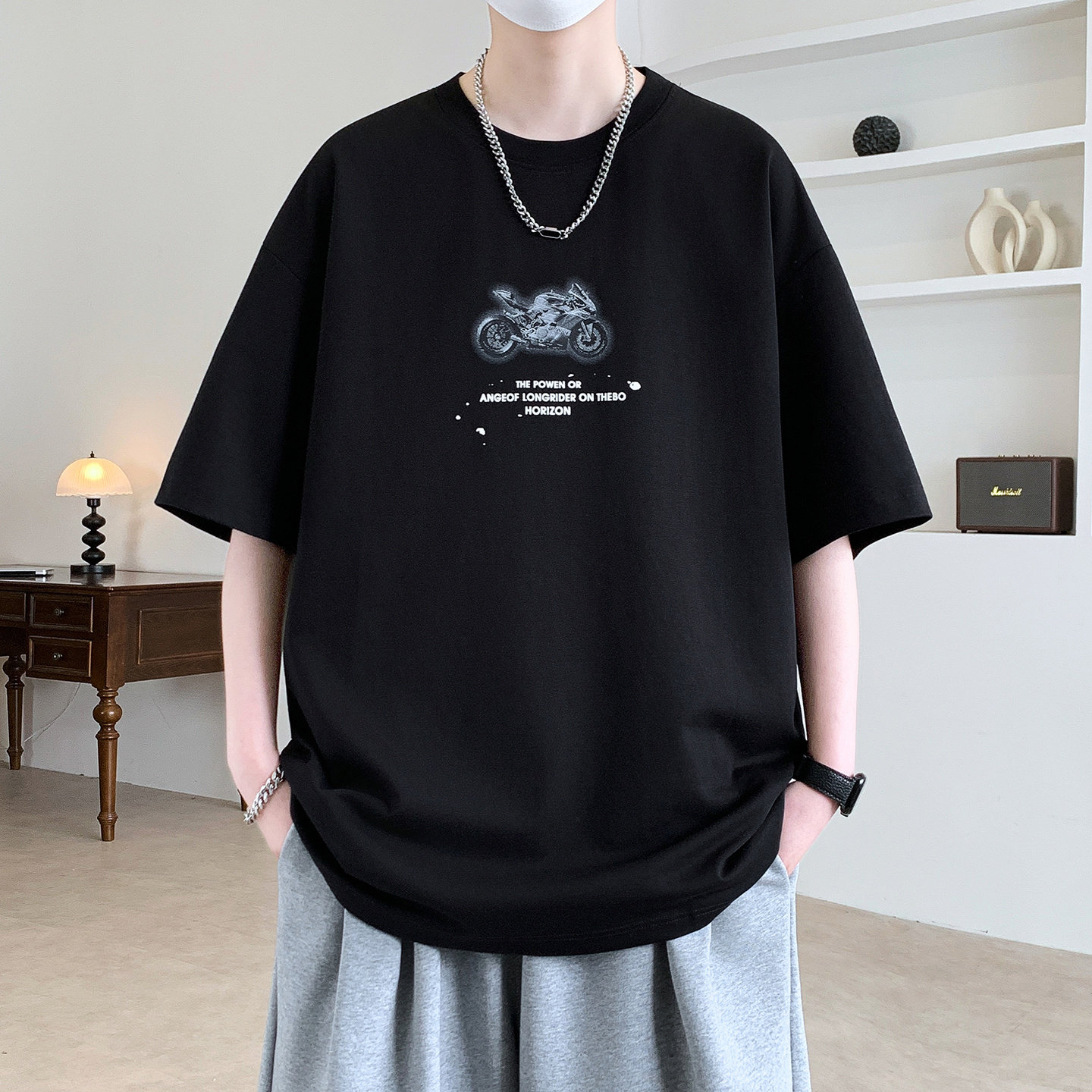 重磅短袖t恤男孩夏季新款青少年高中初中学生帅气大童宽松上衣潮