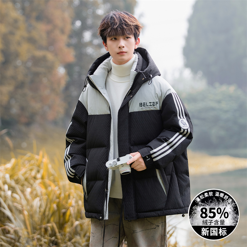 鸭绒外套男孩羽绒服冬季新款中学生男装士加厚保暖大童青少年潮牌