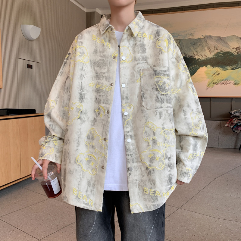 衬衫外套男春秋季新款初高中学生帅气夹克男装士青少年潮流衬衣服