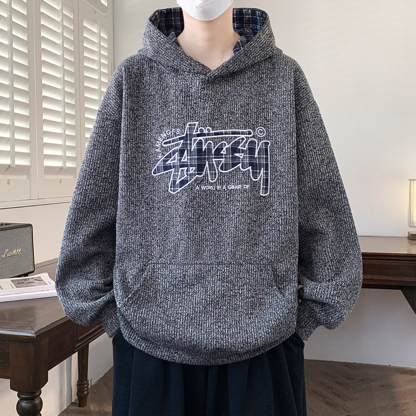 春秋季新款连帽卫衣男初中高中学生休闲上衣服青少年大童男装外套