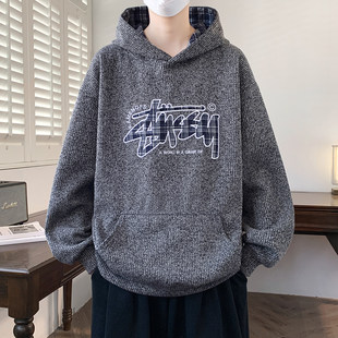 春秋季新款连帽卫衣男初中高中学生休闲上衣服青少年大童男装外套