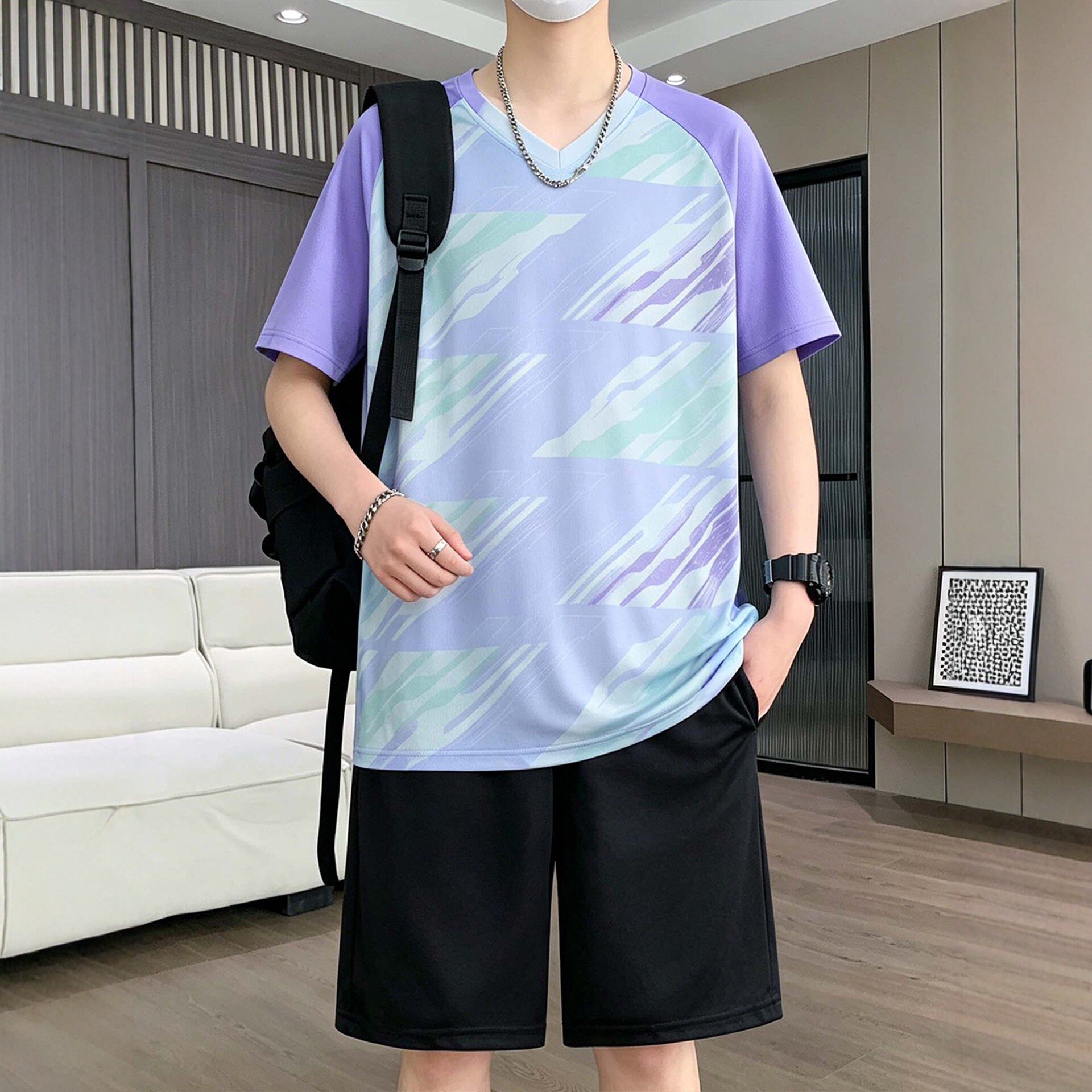 青少年冰丝速干短袖t恤男生夏季2026新款高初中生大童篮球服套装