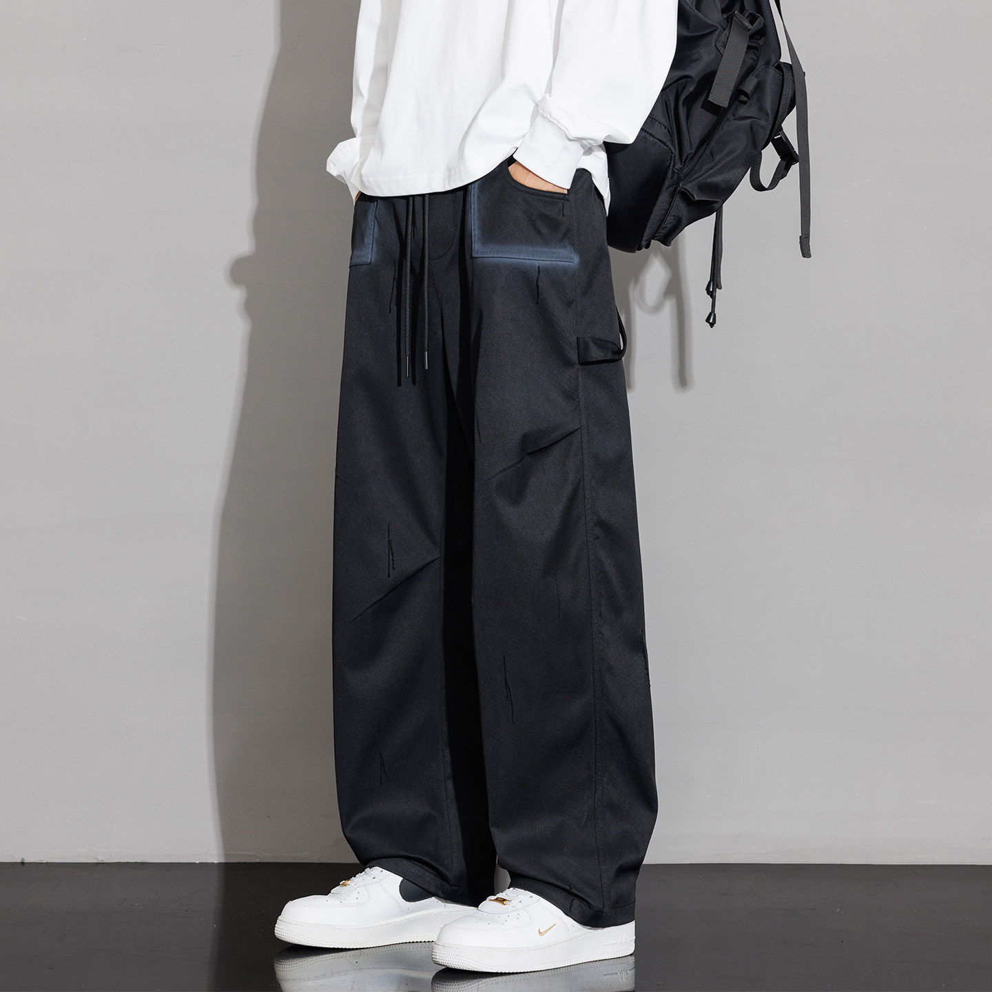 春秋季新款男孩初高中学生青少年帅气宽松休闲直筒长裤子男装运动