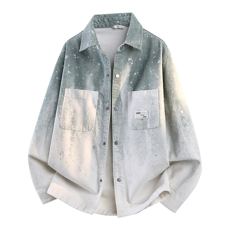 牛仔外套男春秋季新款潮流宽松休闲纯棉夹克青少年男生衬衫式上衣