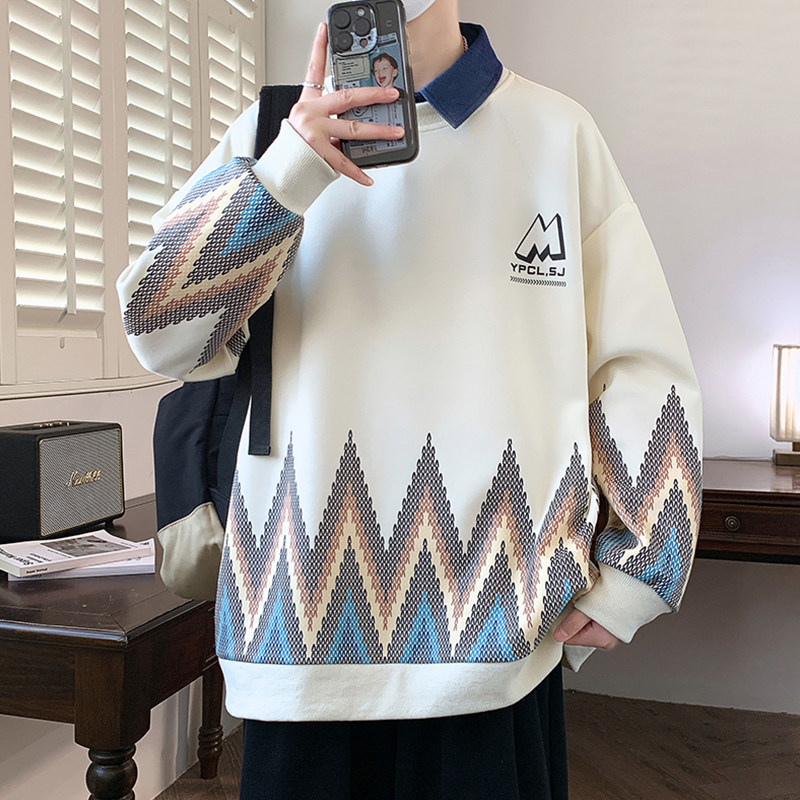 翻领卫衣男生春秋季新款青少年长袖t恤初高中学生大童男装上衣士