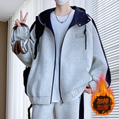 外套男生青少年潮牌加棉夹克加厚连帽保暖棉衣服男装 秋冬季 新款 士