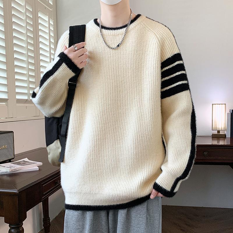 毛衣男孩秋冬季新款男装大童线衣初中生青少年加厚针织打底衫潮牌