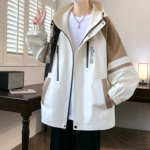 春秋季新款冲锋衣外套男孩青少年帅气男装初高中学生大童潮流夹克