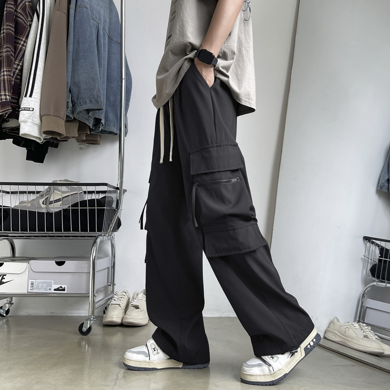 夏季薄款工装长裤子男孩15岁学生潮牌休闲运动裤16冰丝男装冲锋裤