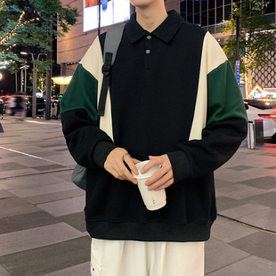 春秋季 青少年长袖 卫衣男孩初中高中学生帅气polo衫 上衣服大童男装