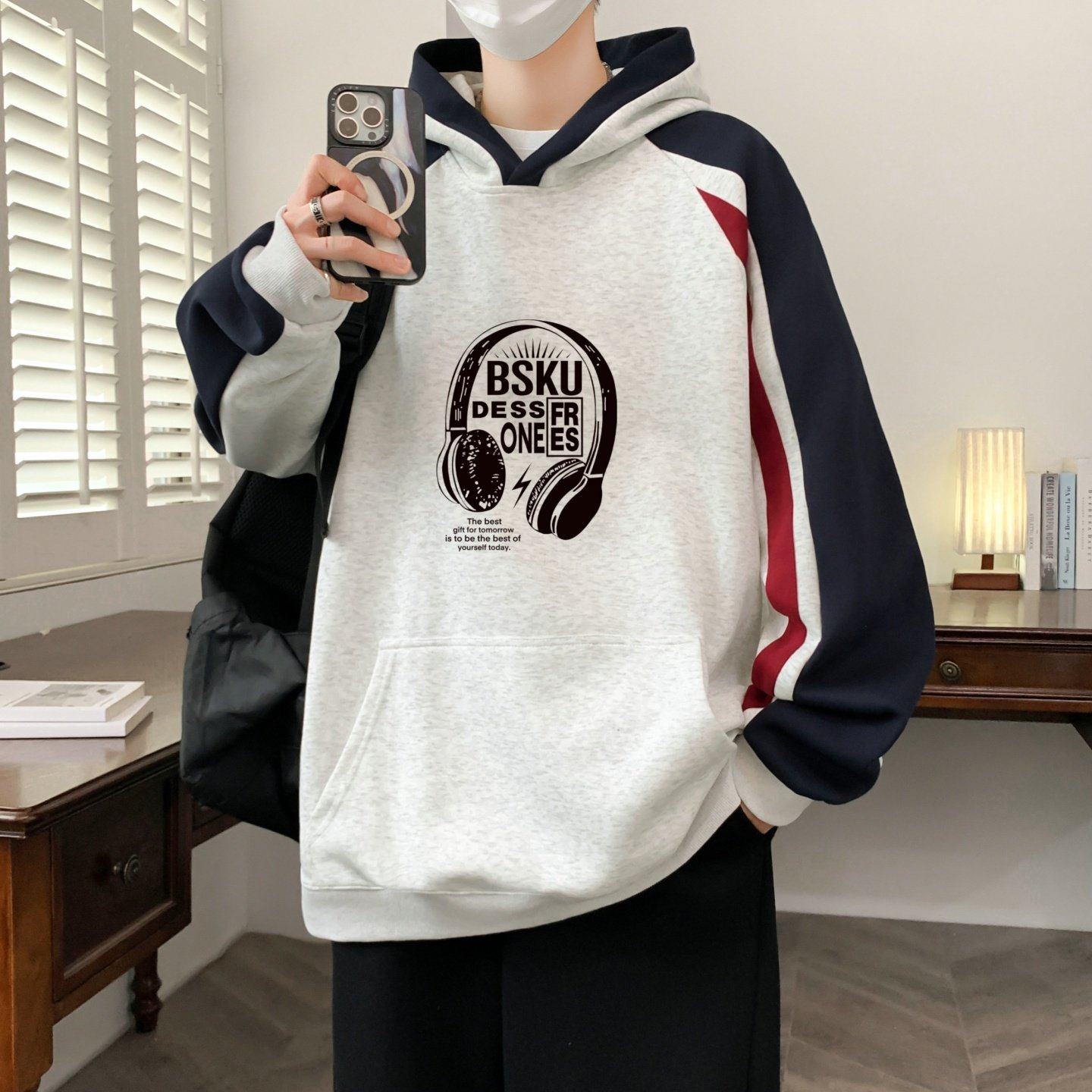 连帽卫衣男生春秋季新款初中学生青少年长袖t恤男装大童潮上衣服