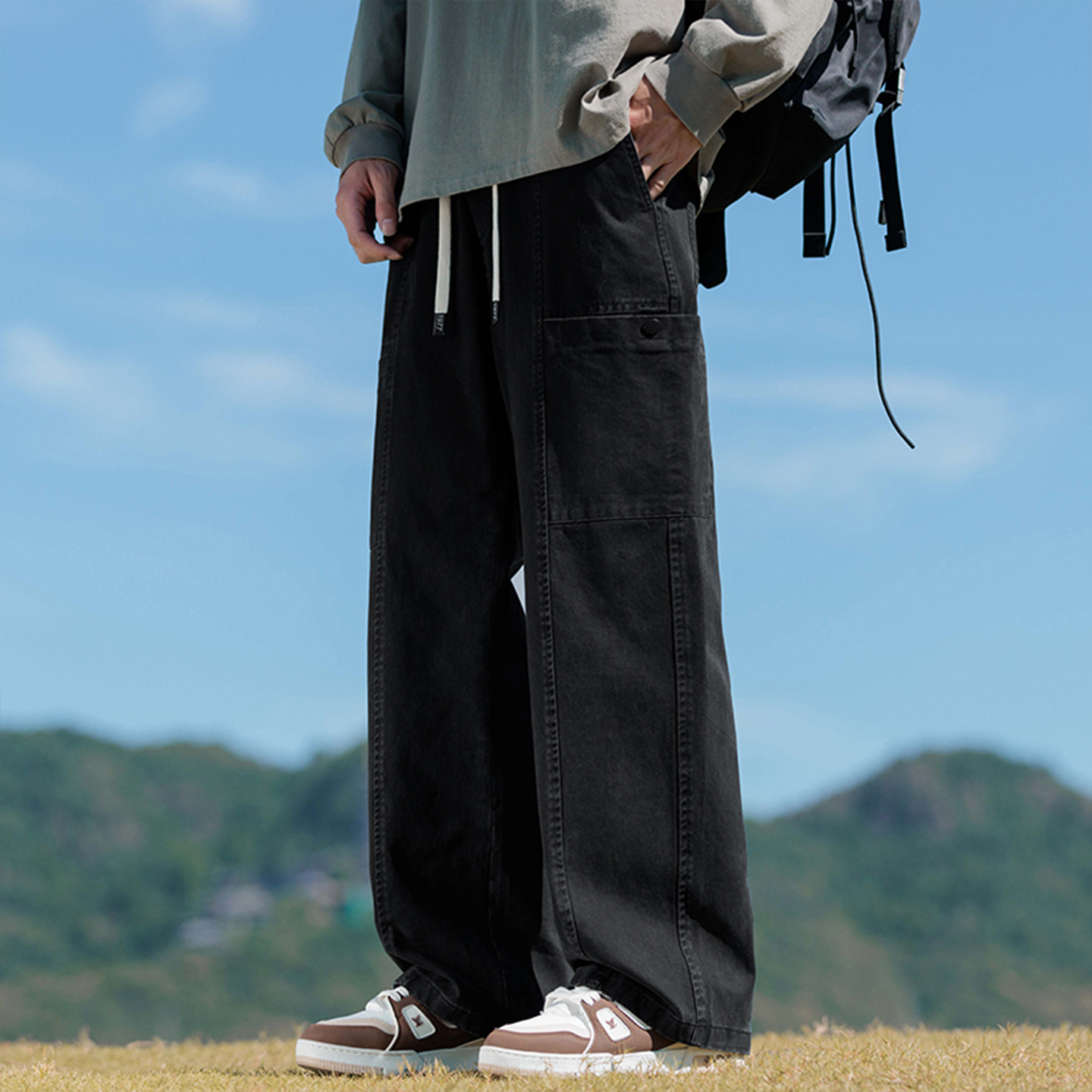 不起球不褪色宽松男装休闲长裤子