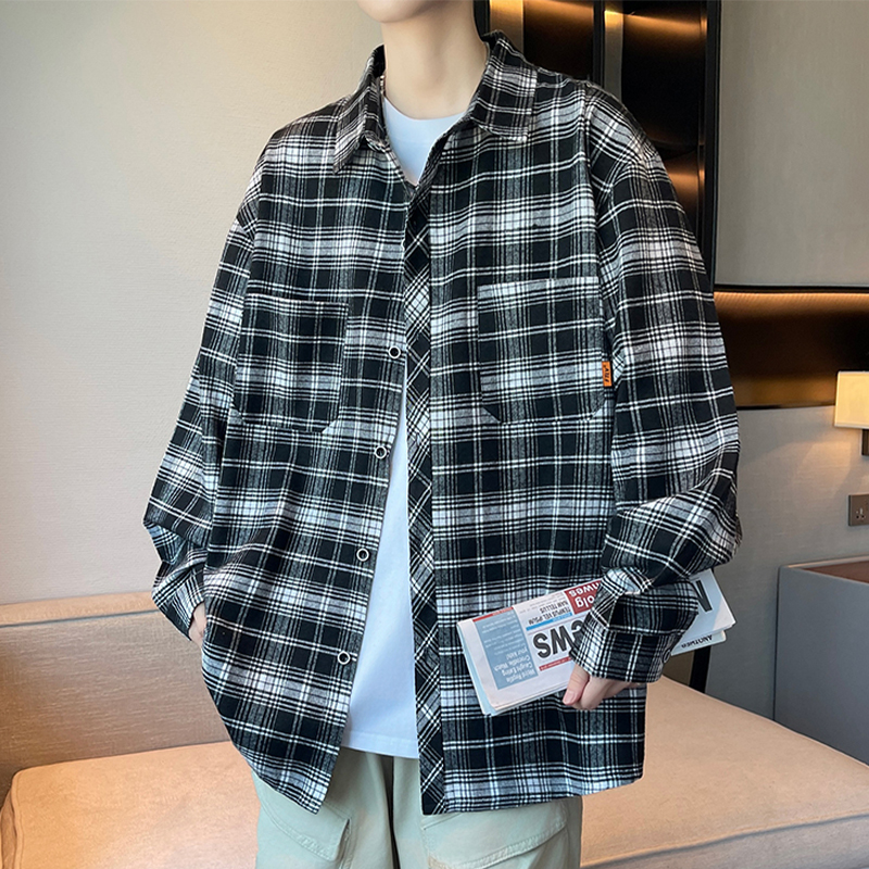 不起球不褪色宽松男装士长袖衬衫