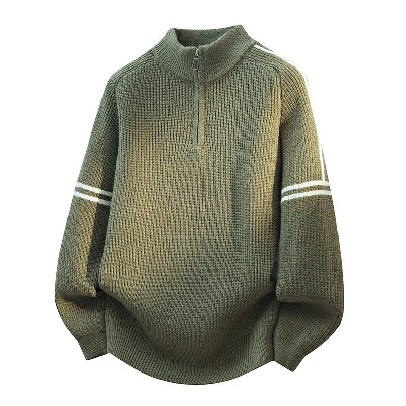 半拉链毛衣男生秋冬季新款初高中学生青少年立领针织打底衫男装潮