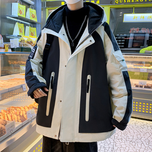 冬季新款羽绒服潮牌男生青少年中学生加厚保暖连帽冬装外套冲锋衣