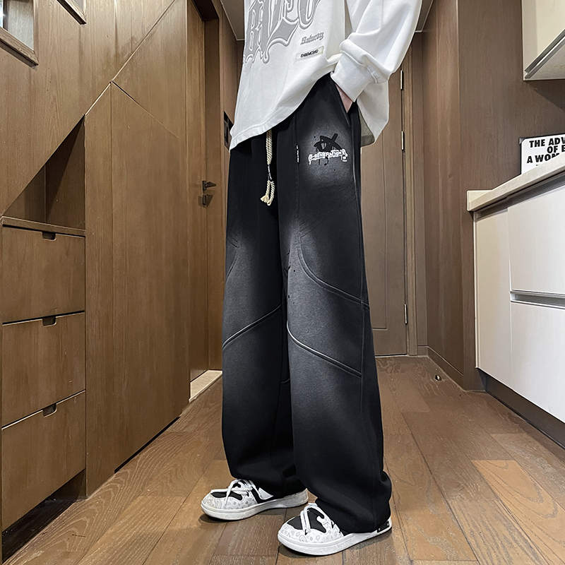 春秋季新款青少年男孩初高中学生帅气宽松休闲直筒长裤子男装运动