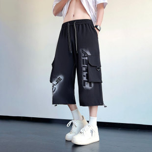 七分裤 冰丝速干马裤 男孩2026新款 男装 休闲运动潮 宽松直筒短裤 夏季