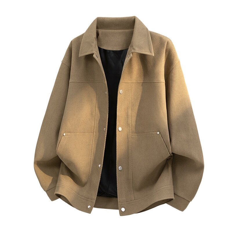 美式复古外套男春秋季新款潮牌翻领工装上衣服潮流高级感宽松夹克