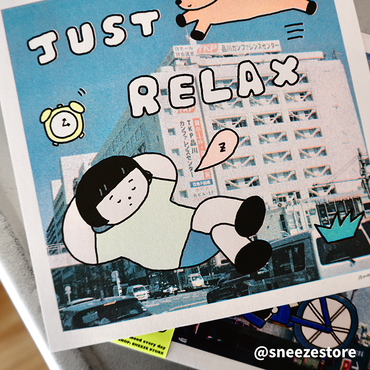 喷嚏士多原创 休闲女孩唱片riso装饰画 黑胶插画孔版印刷独家限定