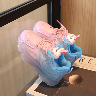 女童二棉加绒老爹鞋夜光版