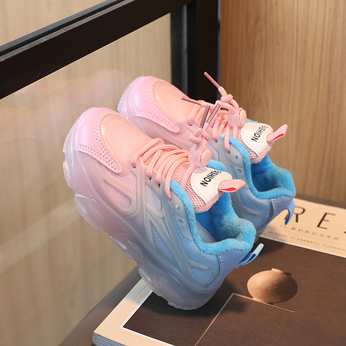 女童二棉加绒老爹鞋夜光版