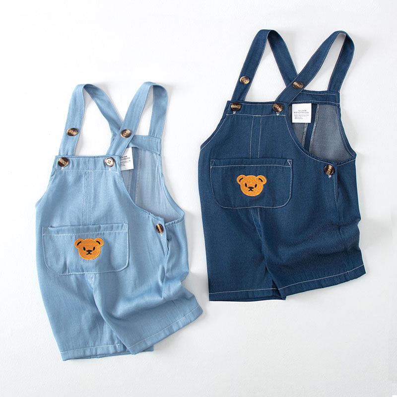 儿童背带裤男女小童休闲宝宝夏季薄款背带短裤套装五分裤小孩裤子