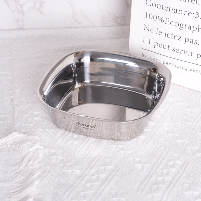 卓德铭18/10不锈钢加厚高颜值四方盘镜光方形碗水果零食碗多用碗