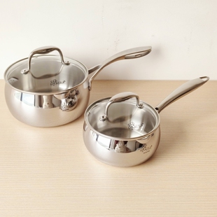 维乐仕316不锈钢奶锅带盖一体成型小锅煮面锅辅食锅14-18cm