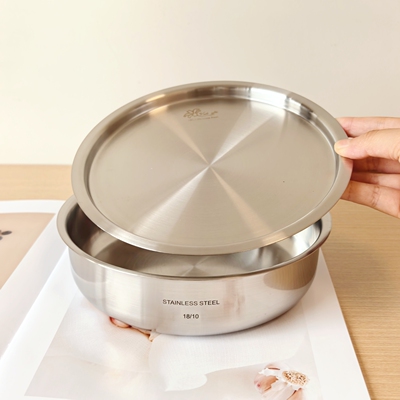 18/10不锈钢菜盘蒸糕盘凉皮锣锣加厚平底盘碟子水果盘带盖18-28cm